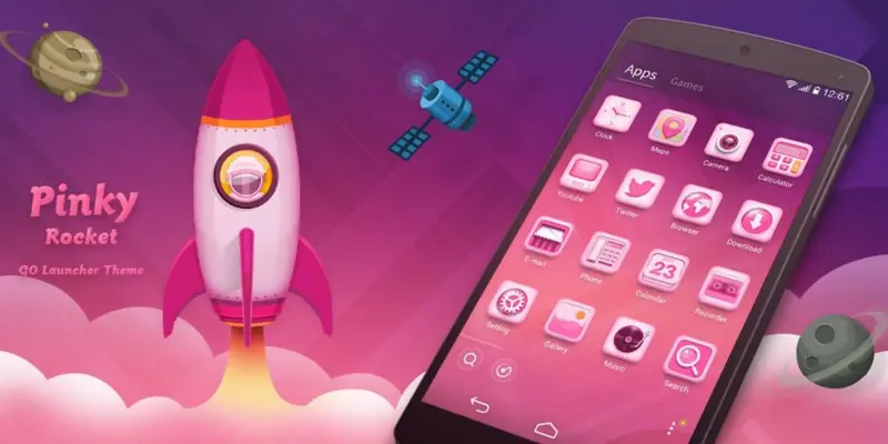 pinky rocket GOLauncher EX Theme android App screenshot 4